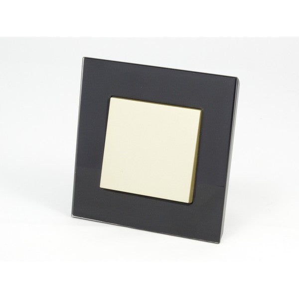 Black Glass Single Frame with one gold rocket light switch