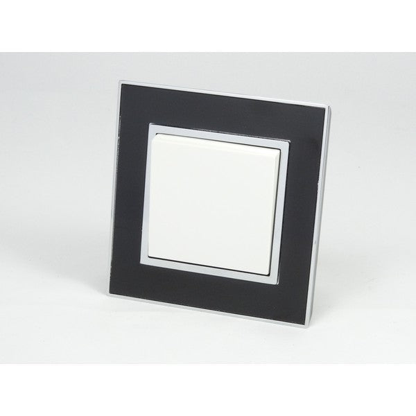 Black Mirror Frame single with white one rocker switch