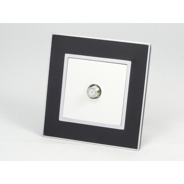 Black Mirror Glass Frame White Satellite Socket