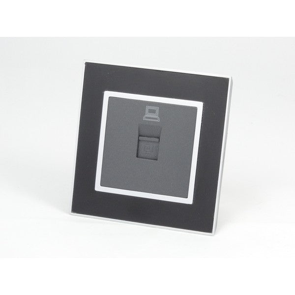 Black Mirror Glass Frame Dark Grey Internet Socket