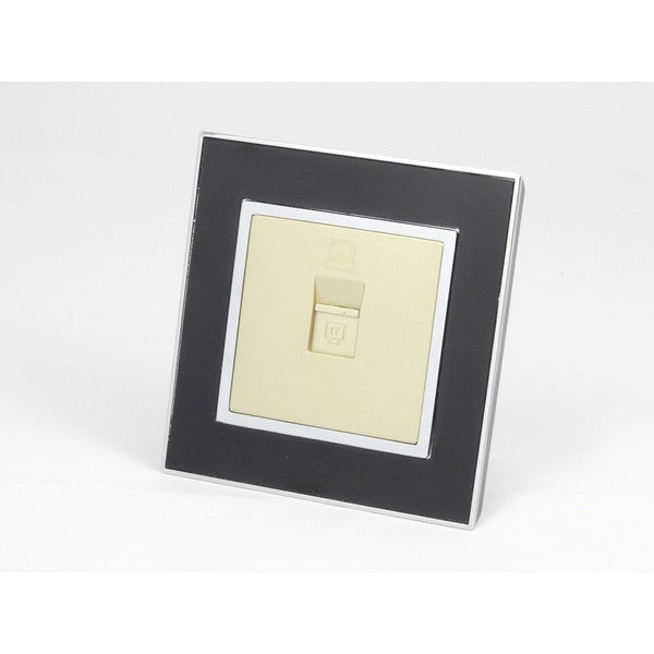 Black Mirror Glass Frame Gold Internet Socket