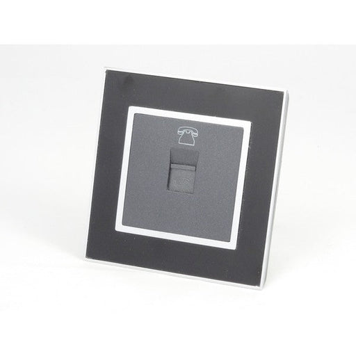 Black Mirror Frame single Dark grey insert with telephone socket