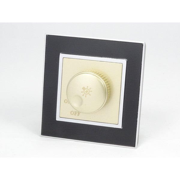 black mirror glass single with gold rotary dimmer light switch