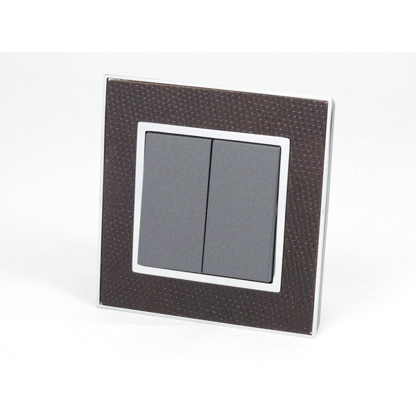 goat skin leather single Frame with dark grey Interest of 2 rocker light switch