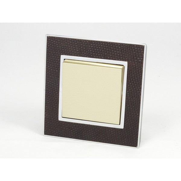 goat skin leather single Frame with gold Interest of one rocker light switch