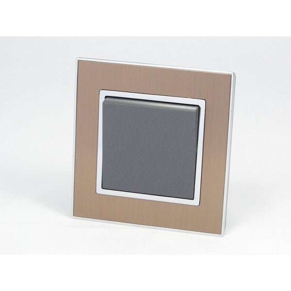 Gold Satin Metal Single Frame with dark grey insert of 1 gang light switch