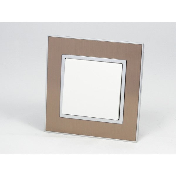 Gold Satin Metal Single Frame with white insert of 1 gang light switch