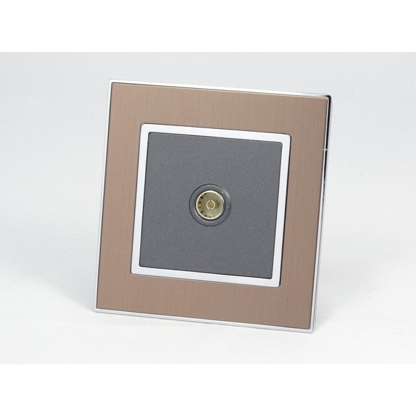 Gold Satin Metal Single Frame with dark grey insert of telephone socket