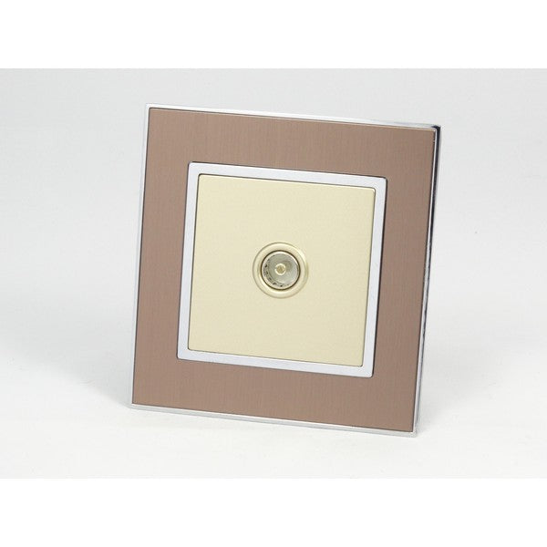 Gold Satin Metal Single Frame with gold insert of tv socket