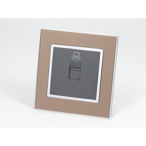 Gold Satin Metal Single Frame with dark grey insert of internet socket