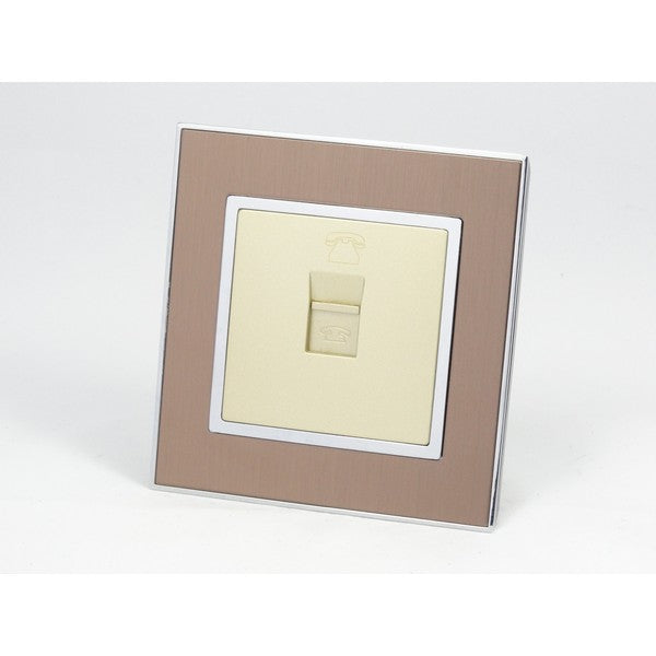 Gold Satin Metal Single Frame with gold insert of telephone socket