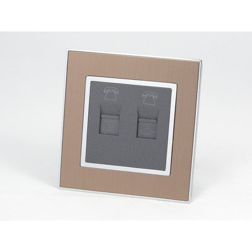 Gold Satin Metal Double Frame with dark grey insert of double telephone socket