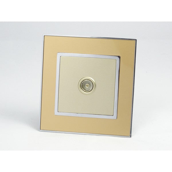 Gold Mirror Glass Single Frame with gold insert of tv socket