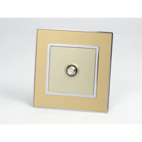 Gold Mirror Glass Single Frame with gold insert of satellite socket