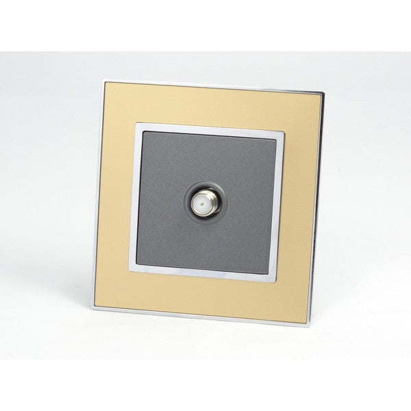 Gold Mirror Glass Single Frame with dark grey insert of satellite socket