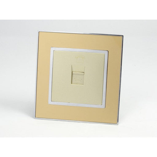 Gold Mirror Glass Single Frame with gold insert of telephone socket
