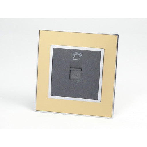 Gold Mirror Glass Single Frame with dark grey insert of telephone socket