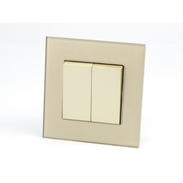 Gold Glass Single Frame with gold insert of 2 rocker light switch