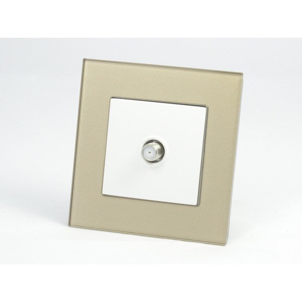 Gold Glass Single Frame with white insert of satellite socket