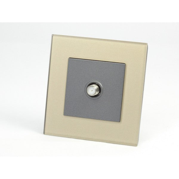 Gold Glass Single Frame with dark grey insert of satellite socket