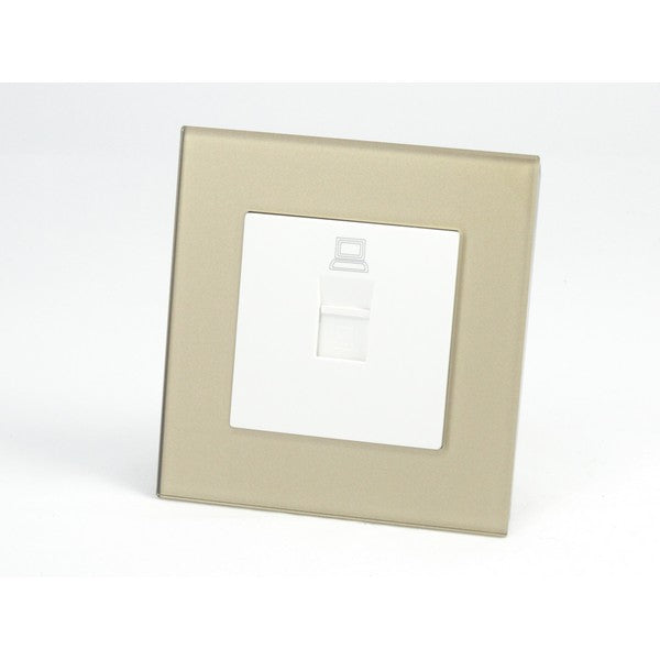 Gold Glass Single Frame with white insert of Internet socket