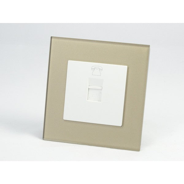 Gold Glass Single Frame with white insert of telephone socket