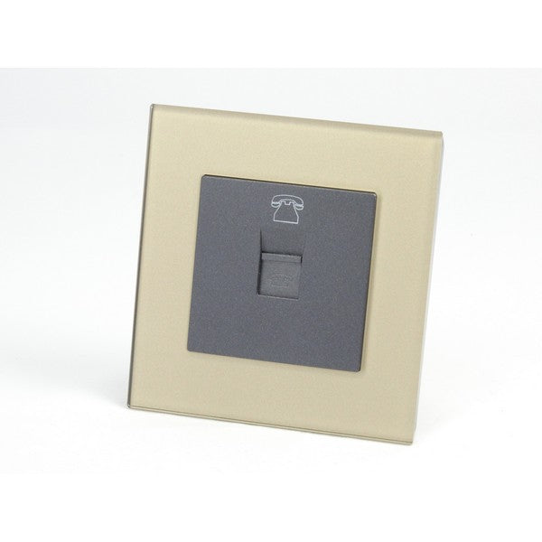 Gold Glass Single Frame with dark grey insert of telephone socket