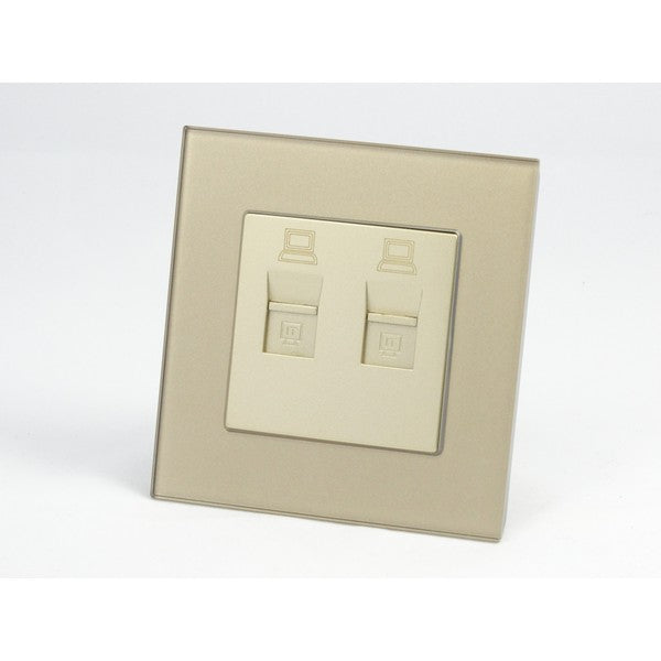 Gold Glass Single Frame with gold insert of 2x Internet socket