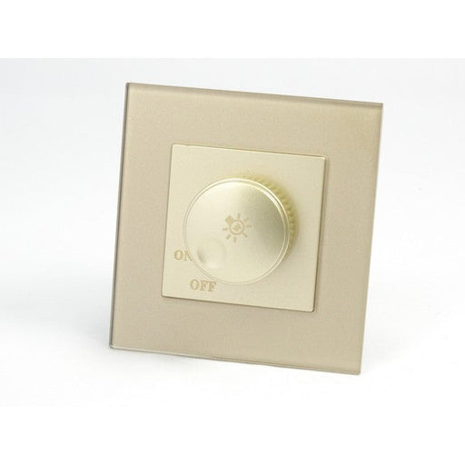 Gold Glass Single Frame with gold insert of rotary dimmer light switch