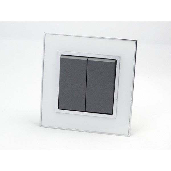 I LumoS AS Luxury White Mirror Glass Single Frame Rocker Light Switches