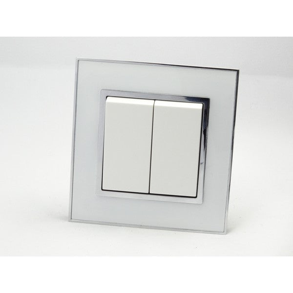 I LumoS AS Luxury White Mirror Glass Single Frame Rocker Light Switches