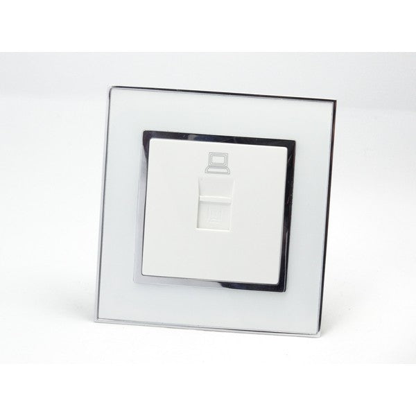 I LumoS AS Luxury White Mirror Glass Single Internet Socket