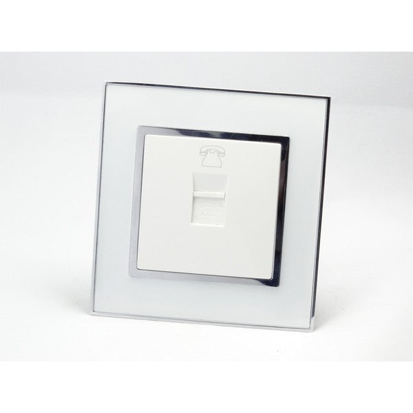 I LumoS AS Luxury White Mirror Glass Single Telephone Socket