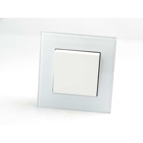 I LumoS AS Luxury White Glass Single Frame Rocker Light Switches