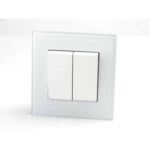 I LumoS AS Luxury White Glass Single Frame Rocker Light Switches