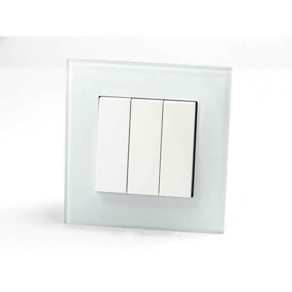 I LumoS AS Luxury White Glass Single Frame Rocker Light Switches