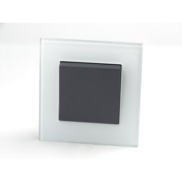 I LumoS AS Luxury White Glass Single Frame Rocker Light Switches