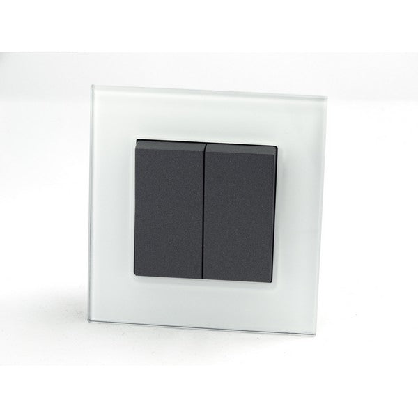 I LumoS AS Luxury White Glass Single Frame Rocker Light Switches