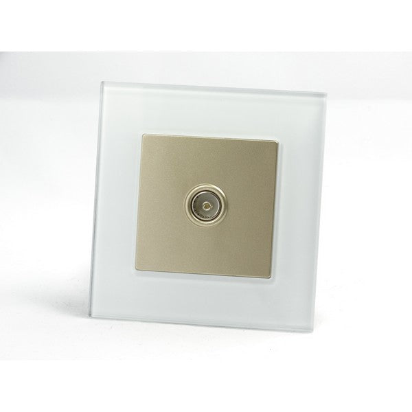 I LumoS AS Luxury White Glass Single TV Socket