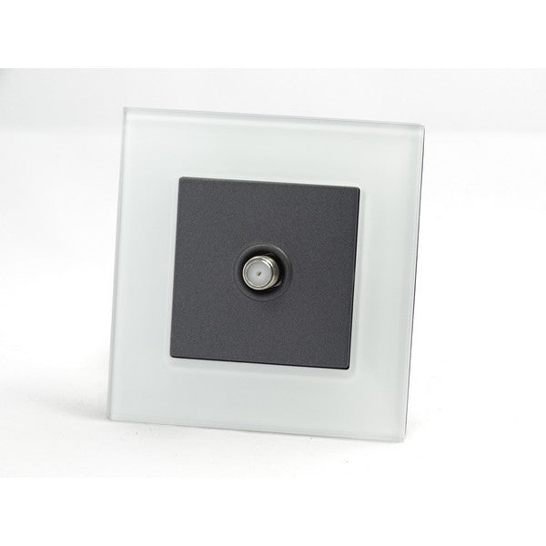 I LumoS AS Luxury White Mirror Glass Single Satellite Socket