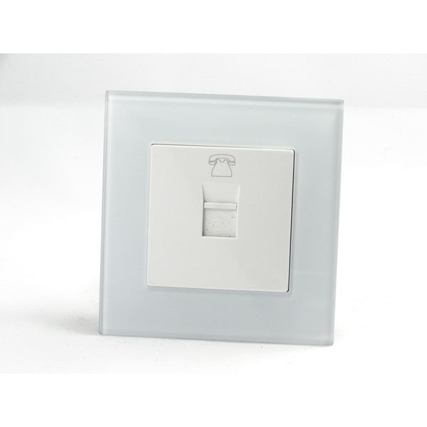 I LumoS AS Luxury White Glass Single Telephone Socket