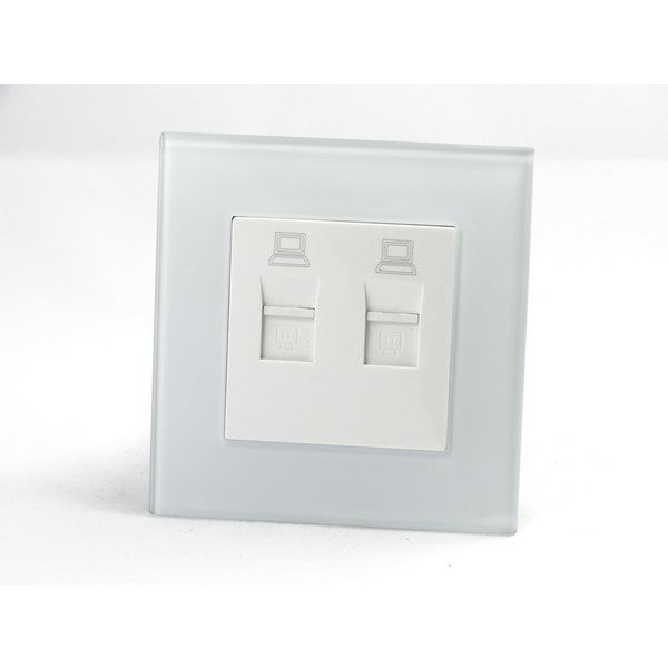 I LumoS AS Luxury White Glass Single 2 X Internet Socket