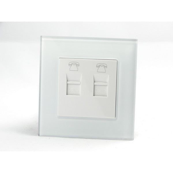 I LumoS AS Luxury White Glass Single 2 X Telephone Socket