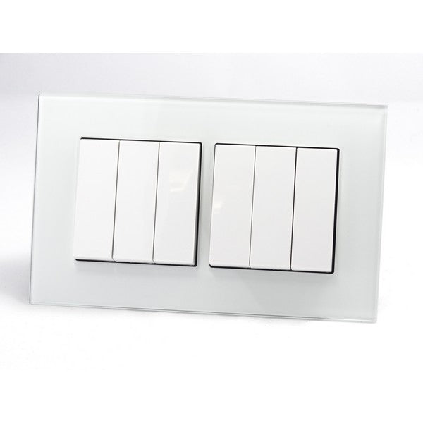 I LumoS AS Luxury White Glass Double Frame Rocker Light Switches