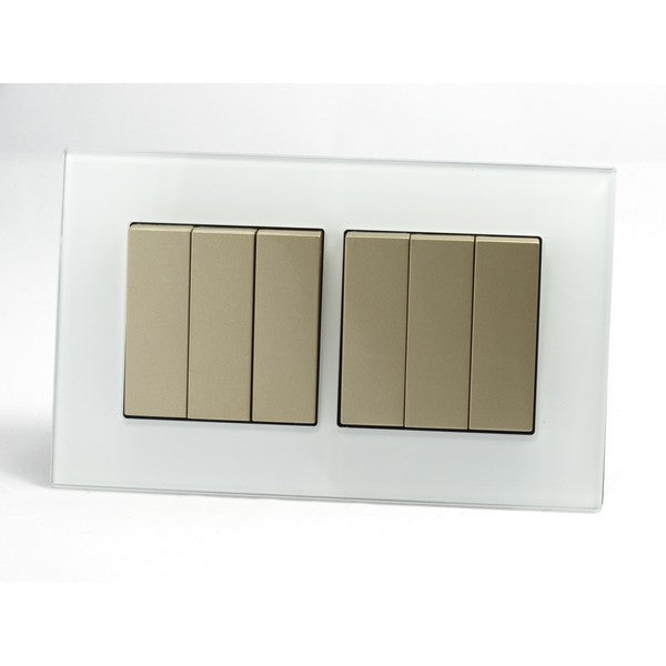 I LumoS AS Luxury White Glass Double Frame Rocker Light Switches