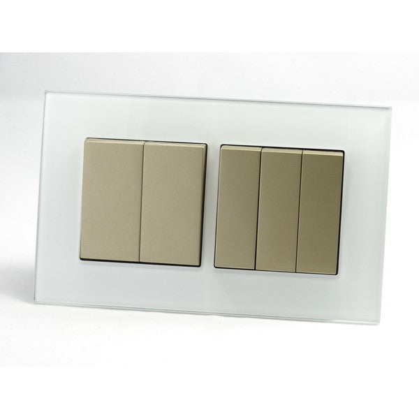 I LumoS AS Luxury White Glass Double Frame Rocker Light Switches