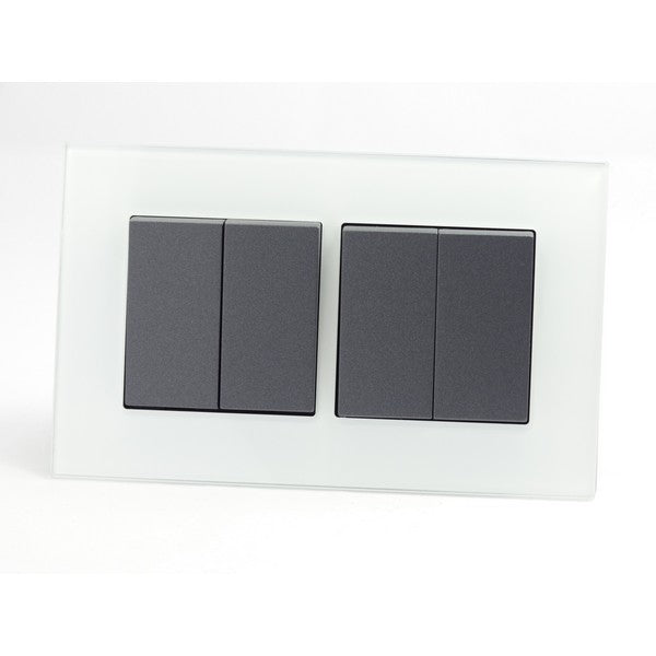 I LumoS AS Luxury White Glass Double Frame Rocker Light Switches