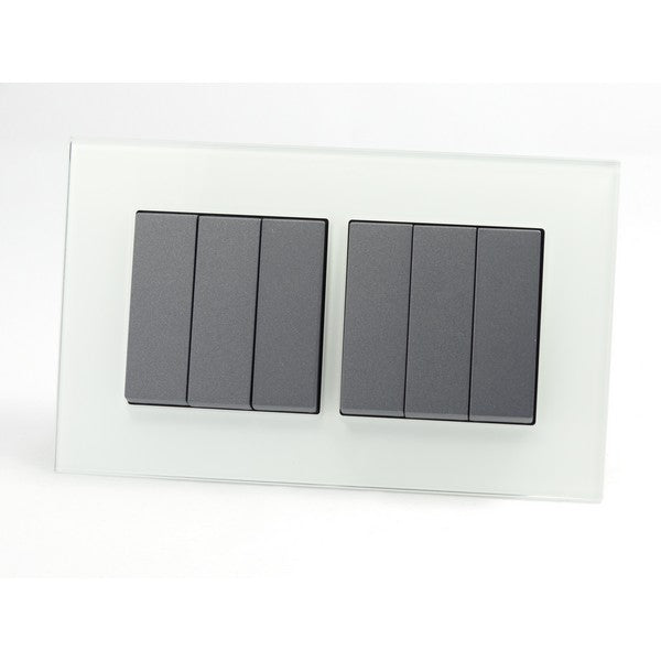 I LumoS AS Luxury White Glass Double Frame Rocker Light Switches