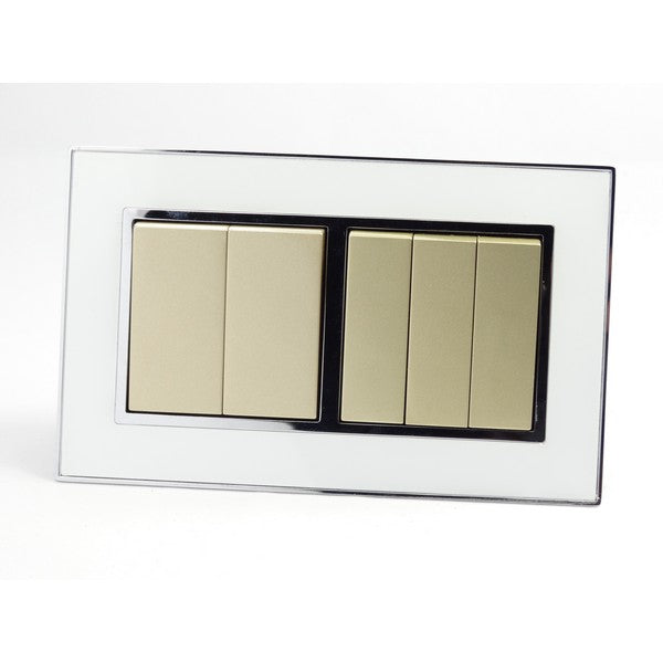 I LumoS AS Luxury White Mirror Glass Double Frame Rocker Light Switches