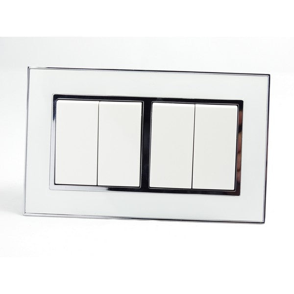 I LumoS AS Luxury White Mirror Glass Double Frame Rocker Light Switches